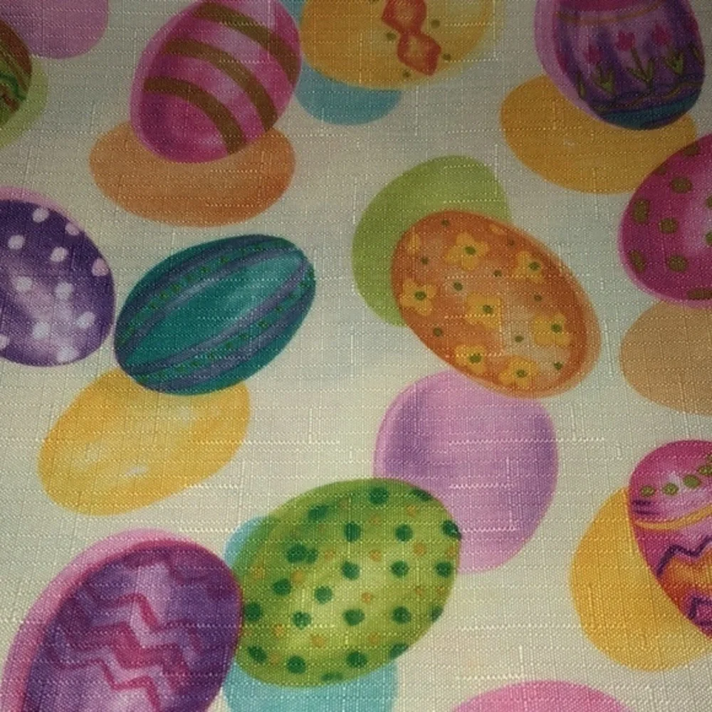 Easter Egg Print Eggs Fabric Tablecloth Multi color‎ 67x50”